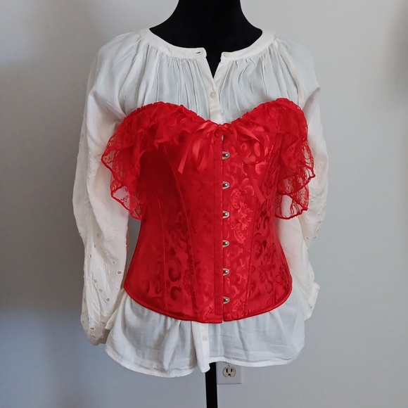 A Stylish Cream Color Blouse with Floral Design Sleeves Size XL - Picture 4 of 16